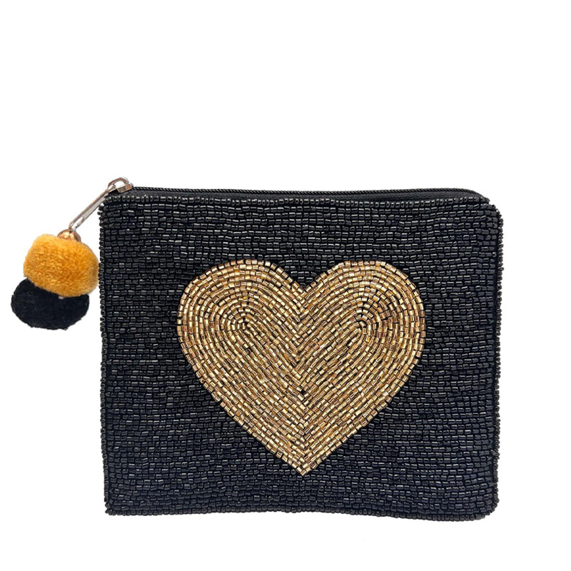 LA CHIC DESIGNS | Golden Heart Beaded Coin Pouch