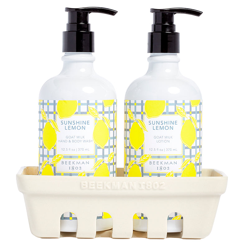 Pure Goat Milk Lotion & Hand/Body Wash in a caddy, fragrance free